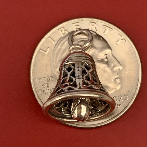 Ornate Bell Working Clacker Vintage Sterling Silver Jewelry Charm #collector - Picture 2 of 4